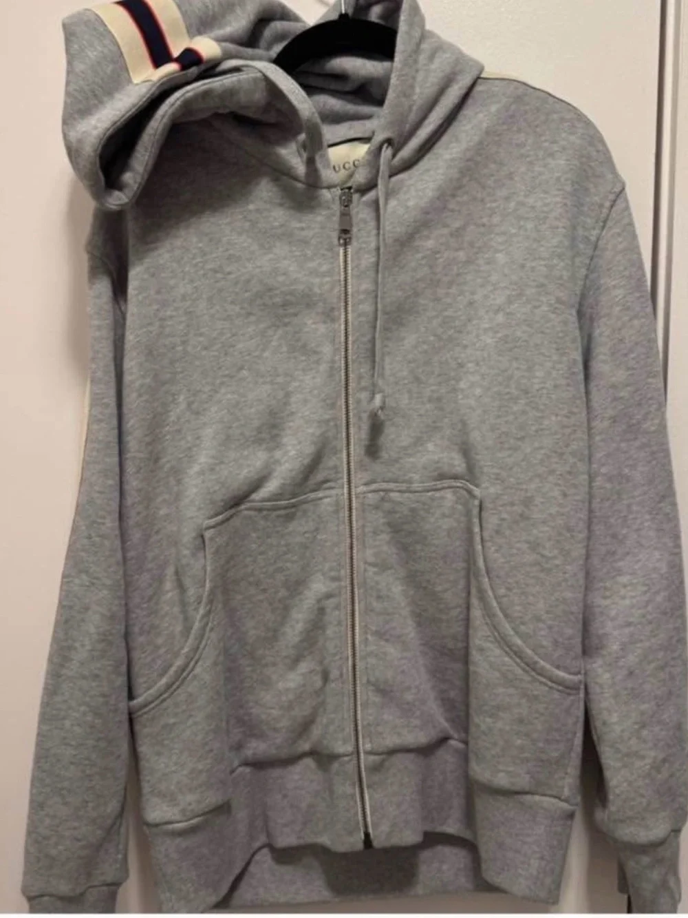Gucci Men’s Large Logo-Stripped Hooded Zip Up Authentic NWOT W 19’/Length24.5’